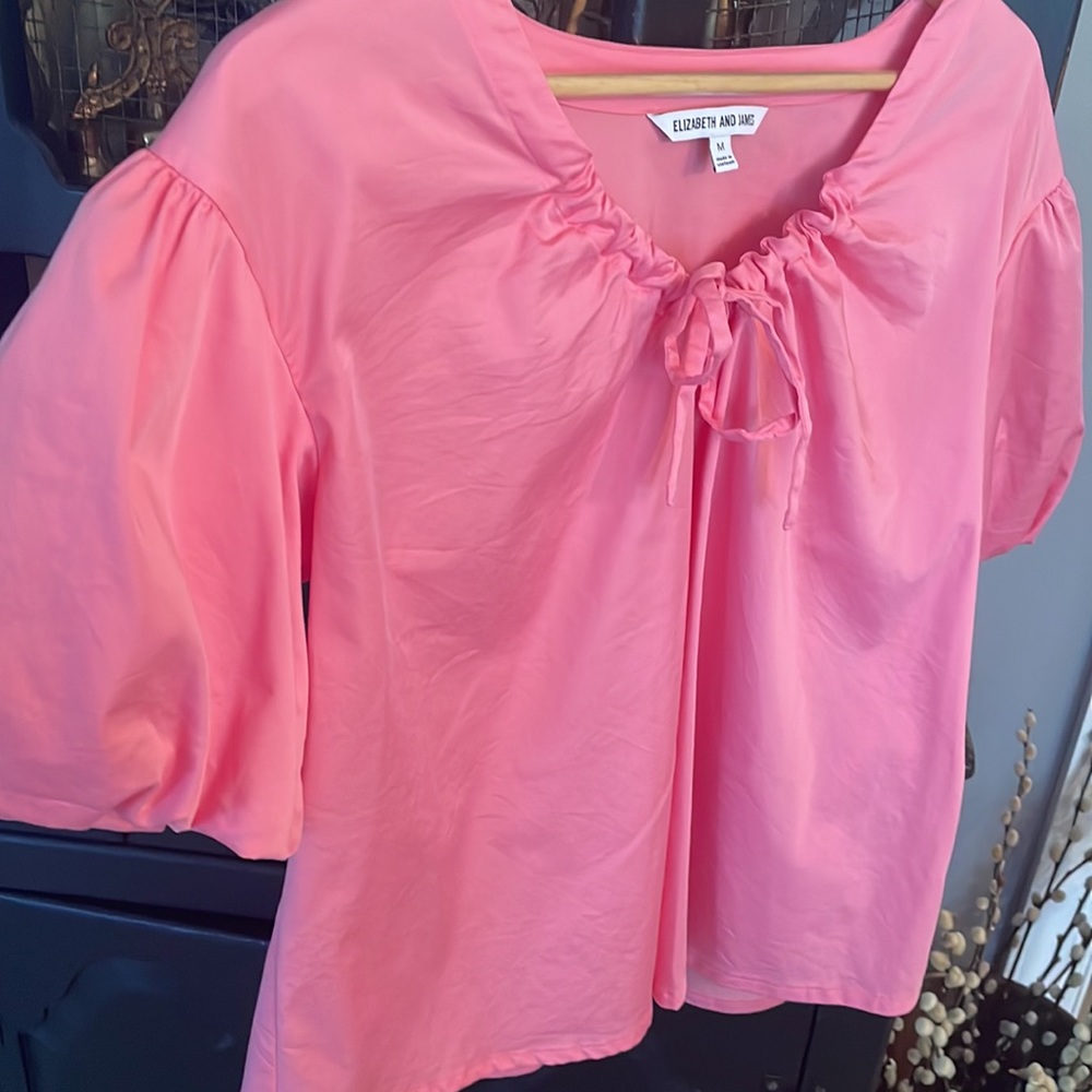 Pink Elizabeth and James Blouse with puff Sleeves Size Medium for Women